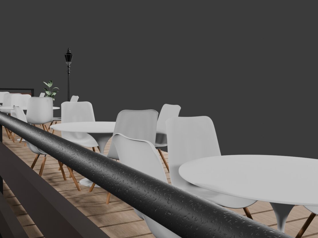 Terrasse estivale + rambardes + mobilier 3D 5